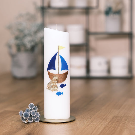 Kommunionkerze Emilia - Rosis Kerzen blau