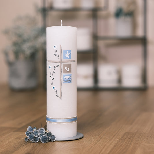 Taufkerze Tina - Rosis Kerzen blau