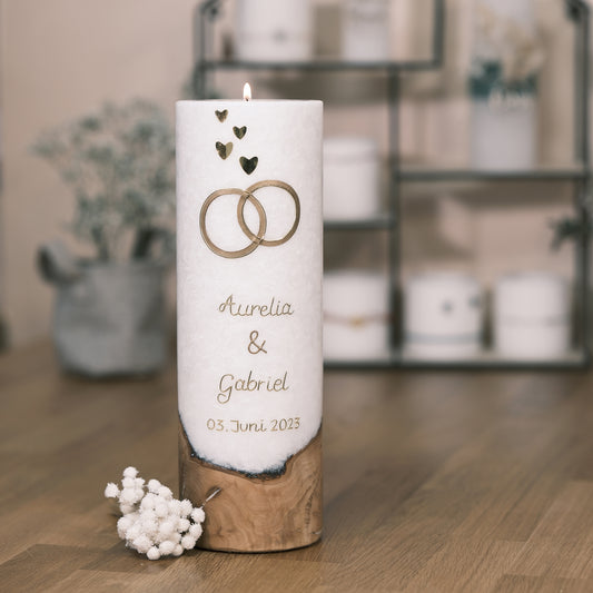 Hochzeitskerze Aurelia & Gabriel - Rosis Kerzen mit Teelichteinsatz