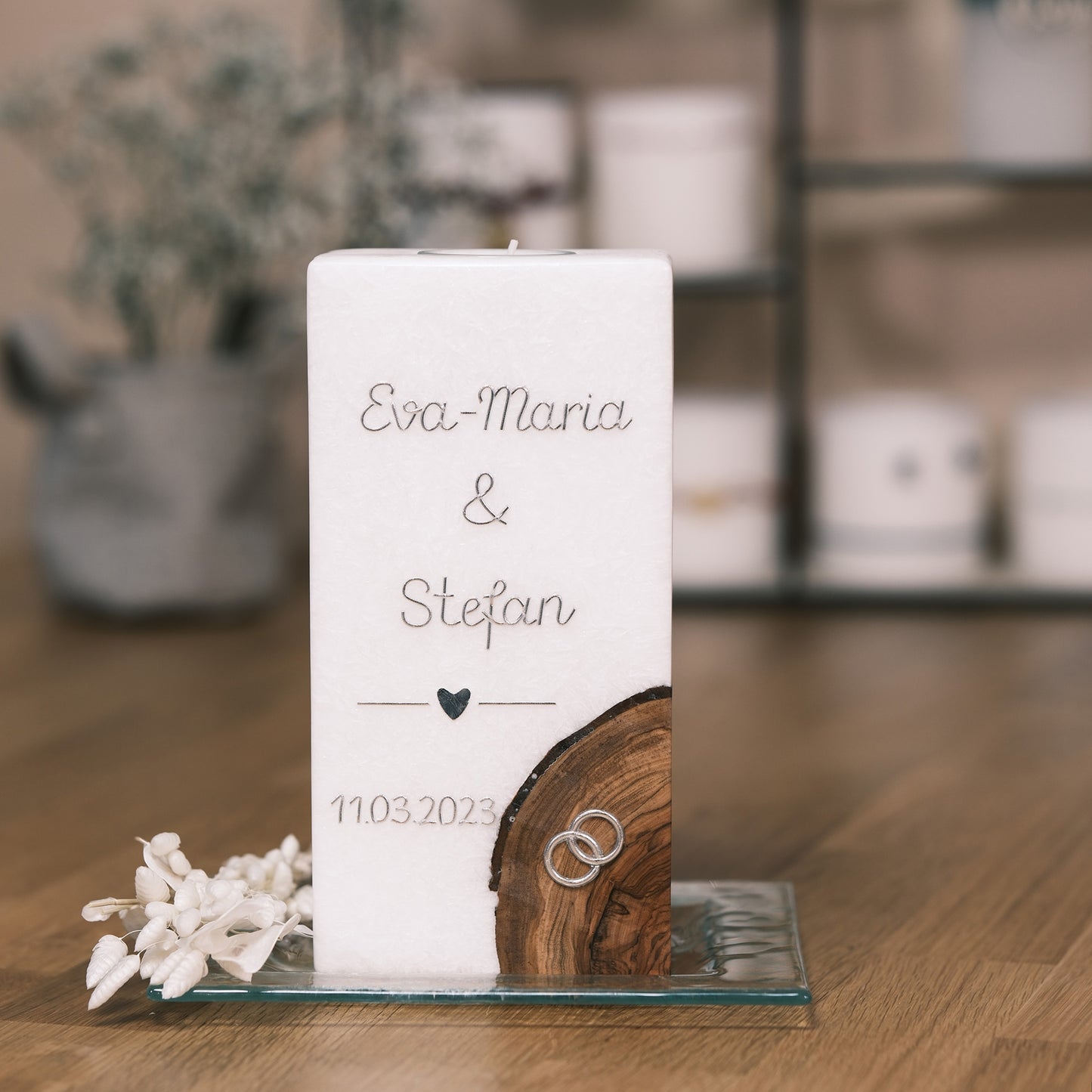Hochzeitskerze Eva-Maria & Stefan - Rosis Kerzen