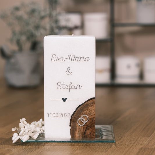 Hochzeitskerze Eva-Maria & Stefan - Rosis Kerzen