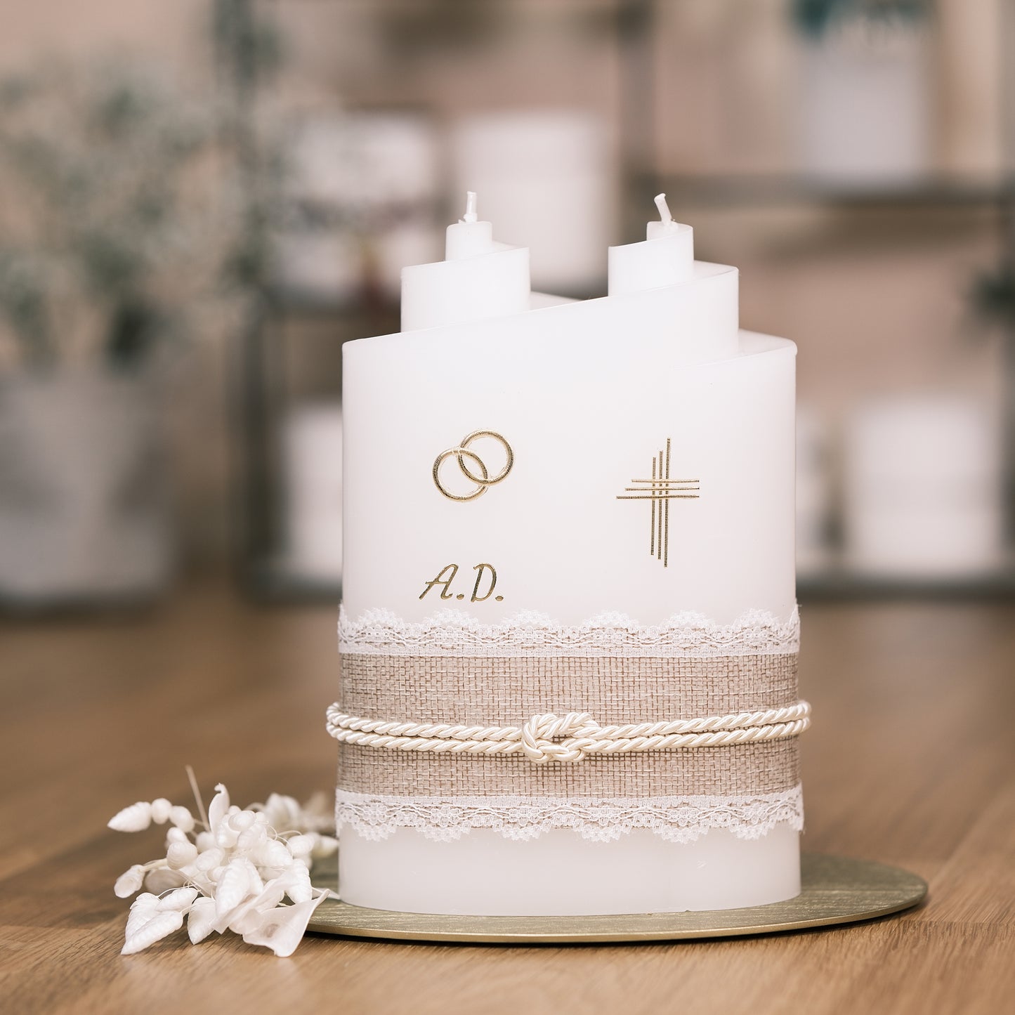 Hochzeitskerze "Andrea & Dominik" - Rosis Kerzen