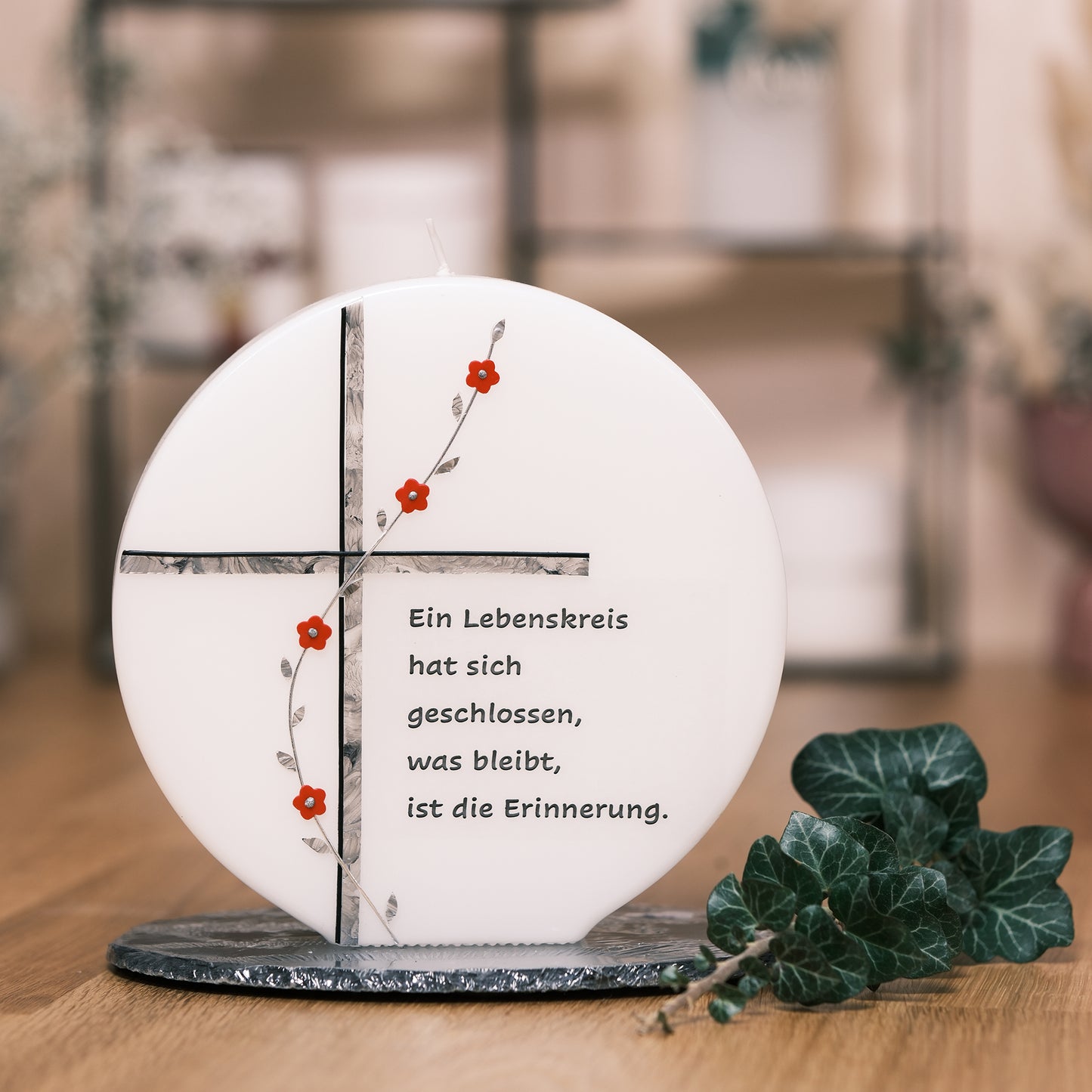 Trauerkerze mit Spruch