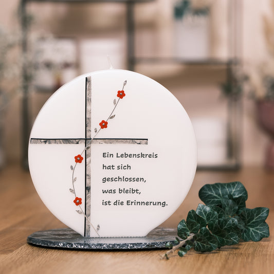 Trauerkerze mit Spruch - Rosis Kerzen