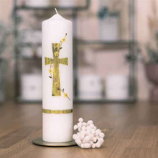Taufkerze Fabian - Rosis Kerzen gelb-gold