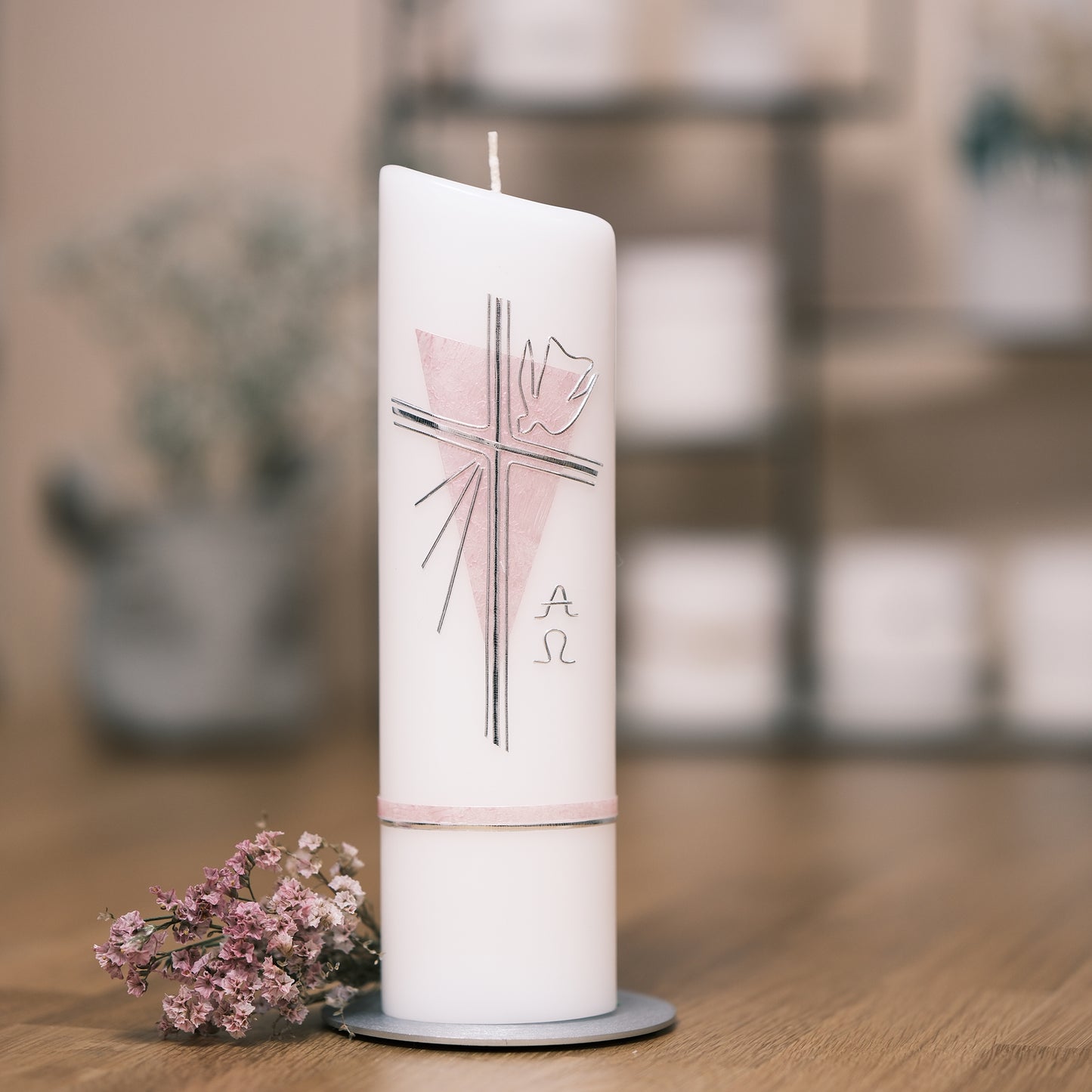 Taufkerze Maja - Rosis Kerzen rosa