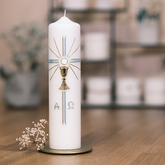 Kommunionkerze "Elena" - Rosis Kerzen blau