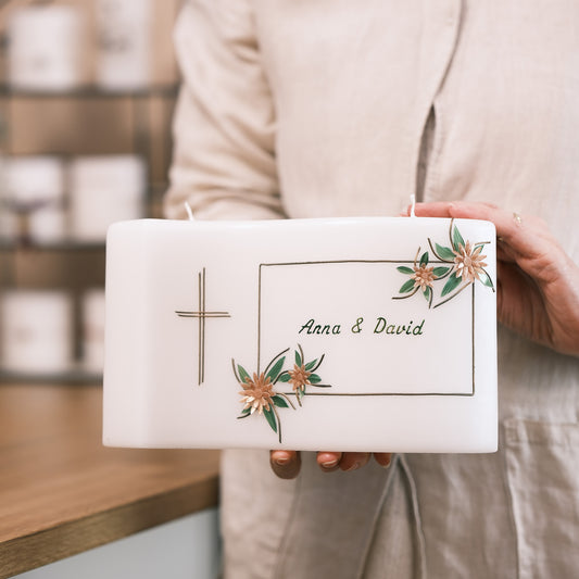 Hochzeitskerze "Anna & David" - Rosis Kerzen