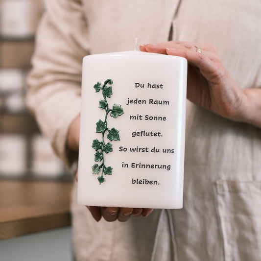 Trauerkerze "Du hast jeden Raum mit Sonne geflutet" - Rosis Kerzen
