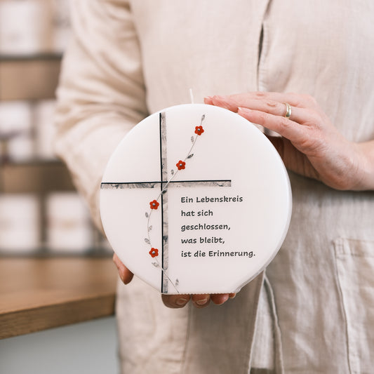 Trauerkerze mit Spruch - Rosis Kerzen