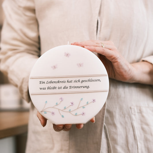 Trauerkerze "Was bleibt ist die Erinnerung" - Rosis Kerzen