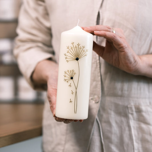 Trauerkerze mit Pusteblume - Rosis Kerzen