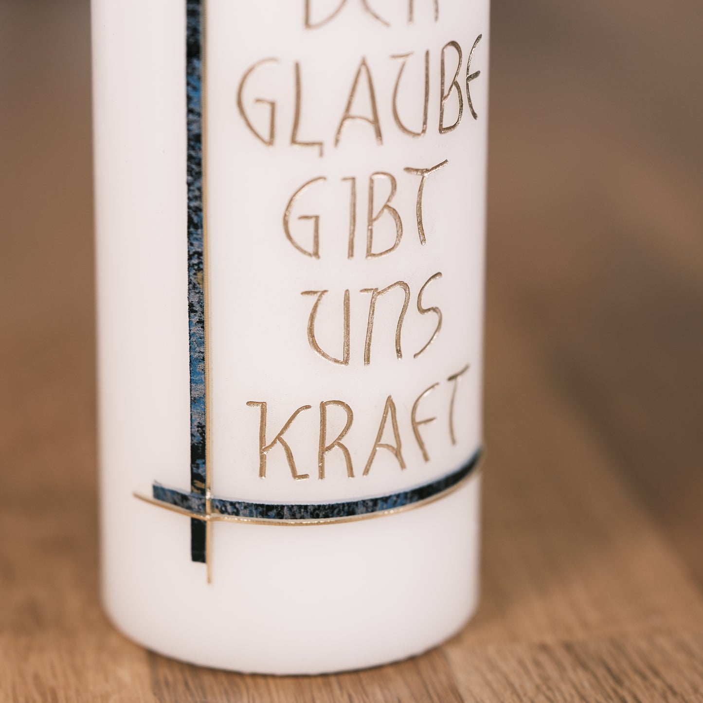 Trauerkerze "Der Glaube gibt uns Kraft" - Rosis Kerzen