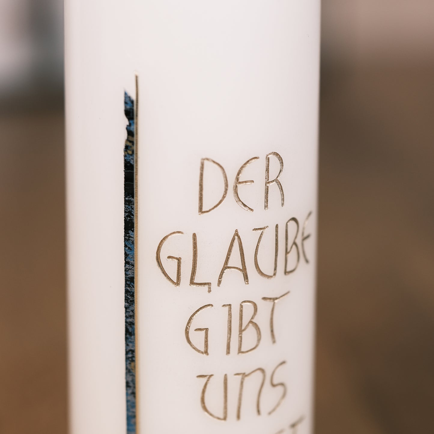 Trauerkerze "Der Glaube gibt uns Kraft" - Rosis Kerzen