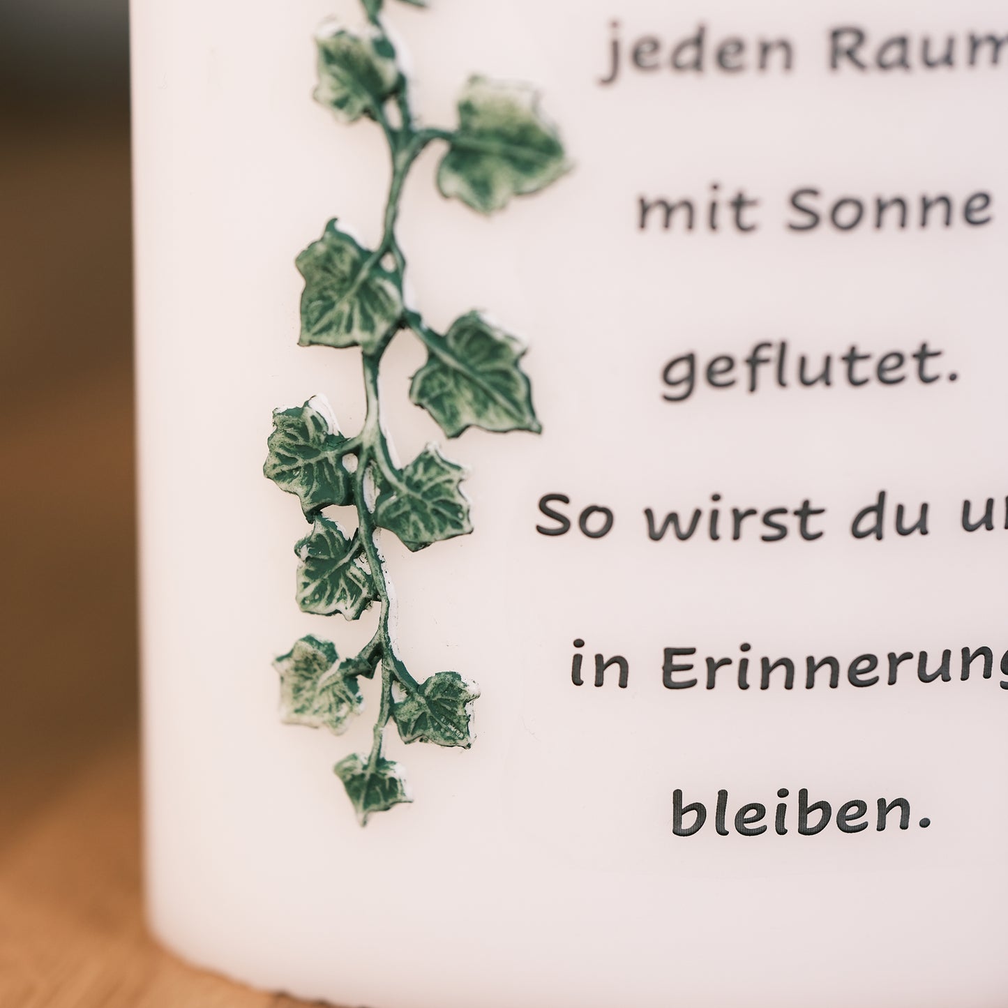Trauerkerze "Du hast jeden Raum mit Sonne geflutet" - Rosis Kerzen