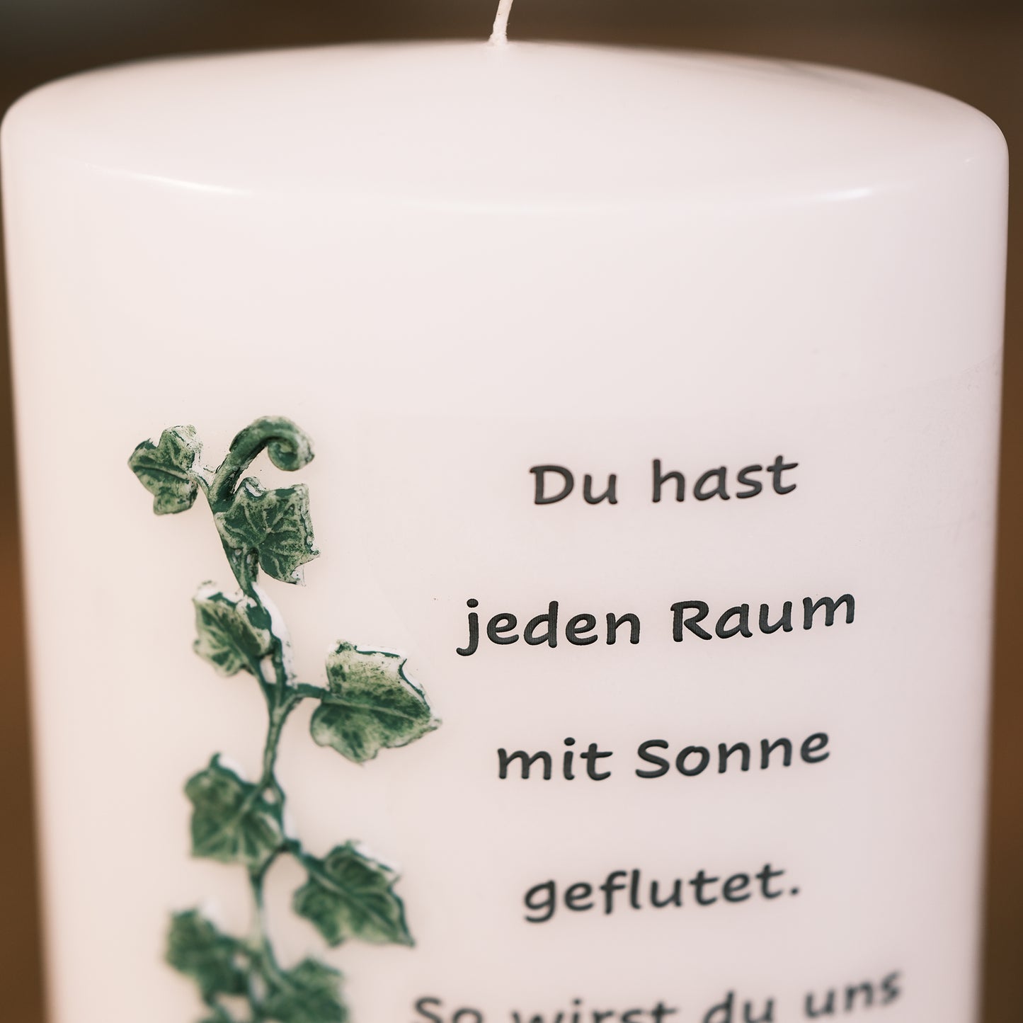 Trauerkerze "Du hast jeden Raum mit Sonne geflutet" - Rosis Kerzen