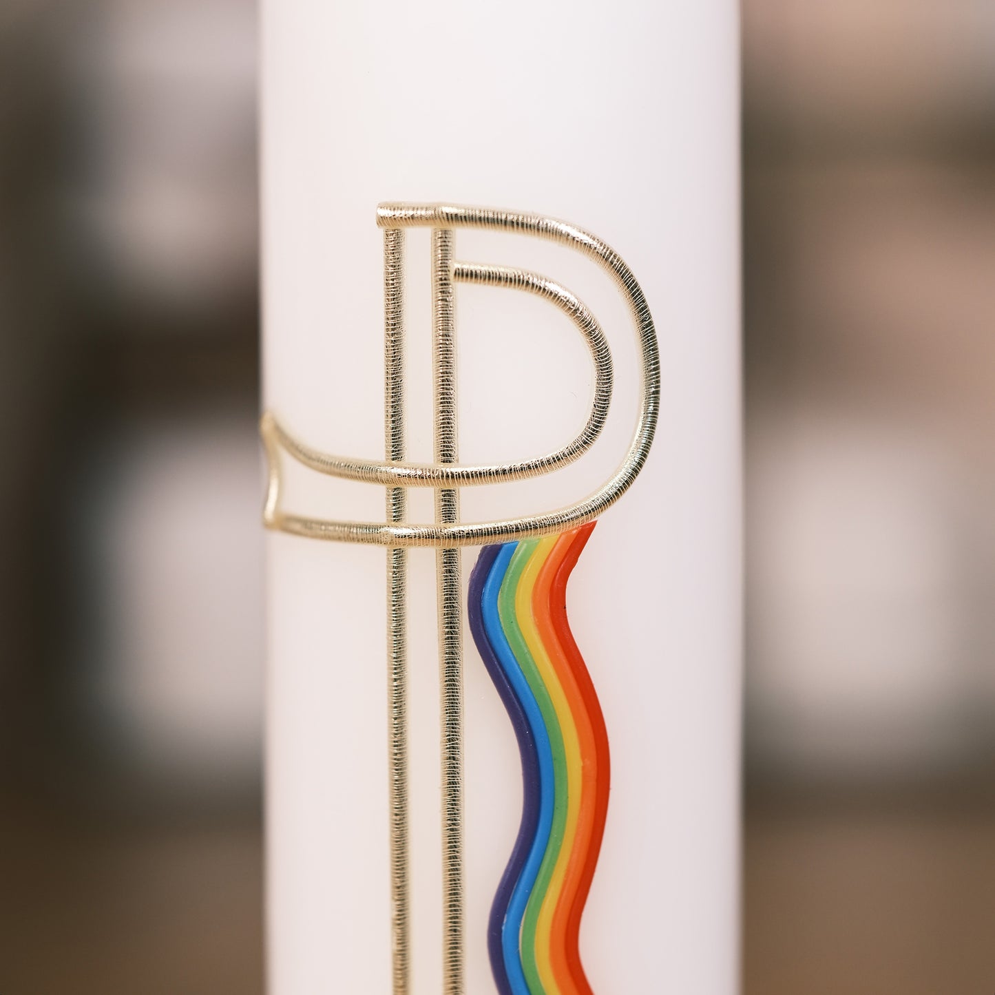 Kommunionkerze Regenbogen mit Kelch - Rosis Kerzen