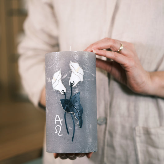 Trauerkerze "Blüte der Erinnerung" - Rosis Kerzen