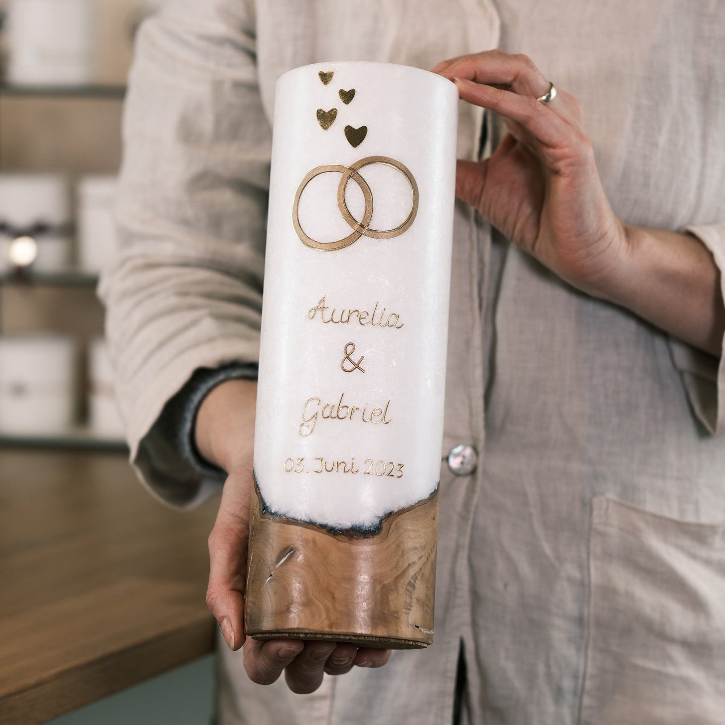 Hochzeitskerze Aurelia & Gabriel - Rosis Kerzen