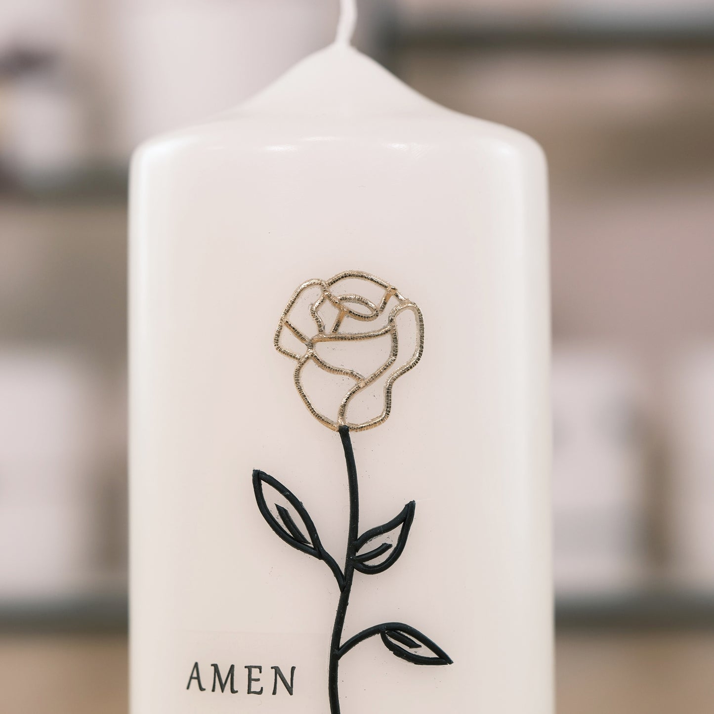 Trauerkerze "Amen mit Rose" - Rosis Kerzen