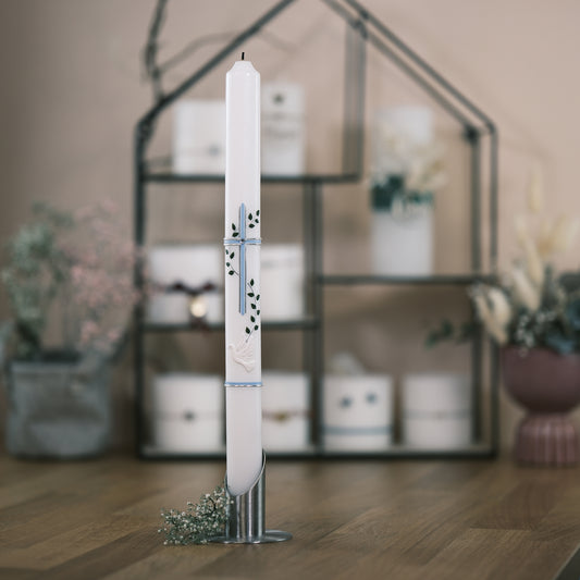 Taufkerze Marlene - Rosis Kerzen blau / Altarkerze 400/30 mm