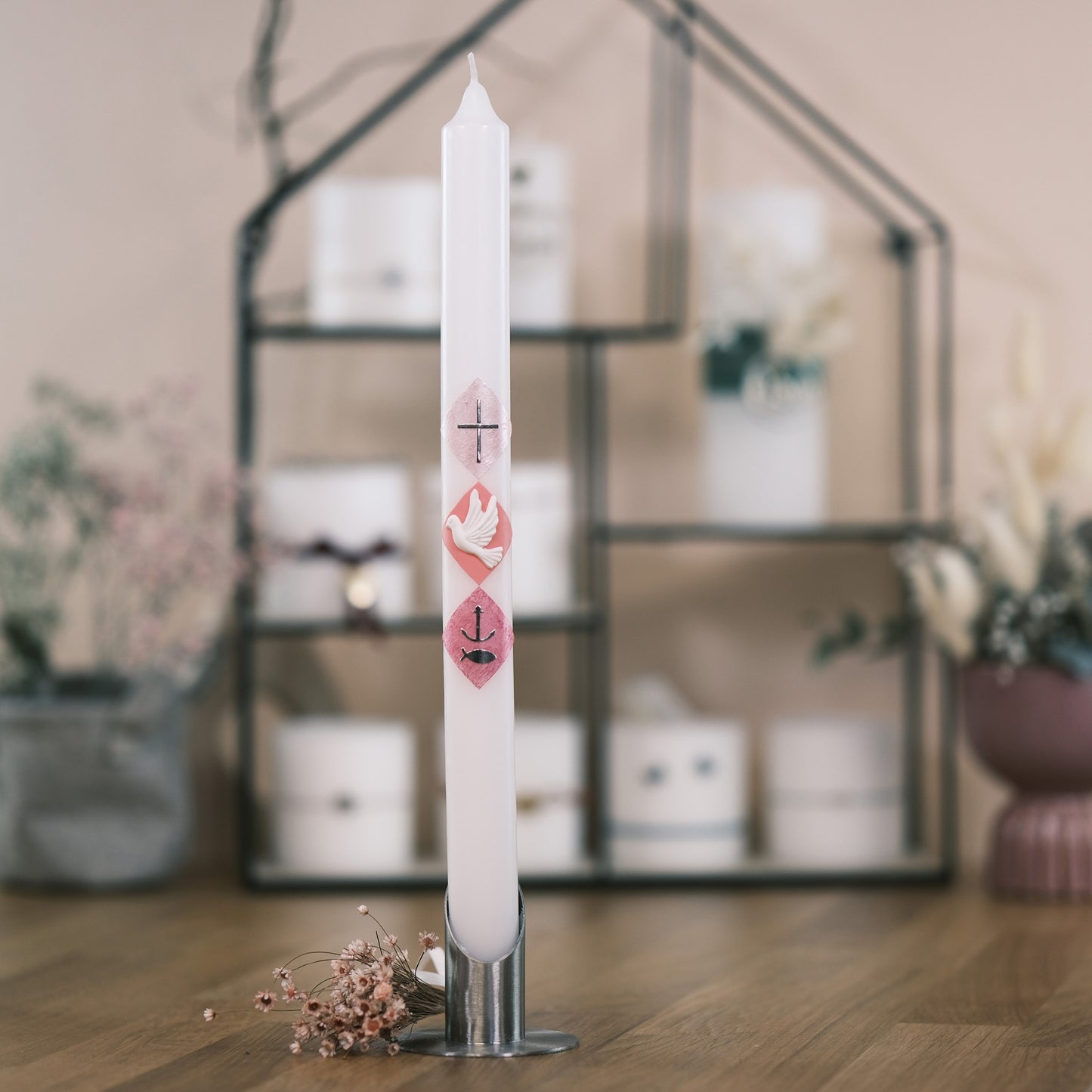 Taufkerze Luca - Rosis Kerzen rosa