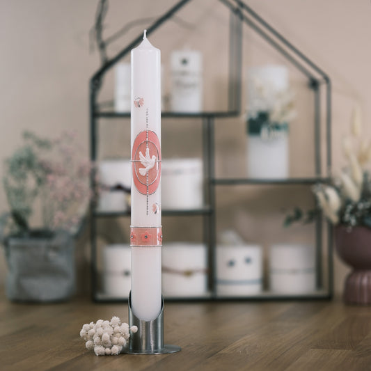 Taufkerze Emma - Rosis Kerzen Altarkerze 400/40mm / rosa