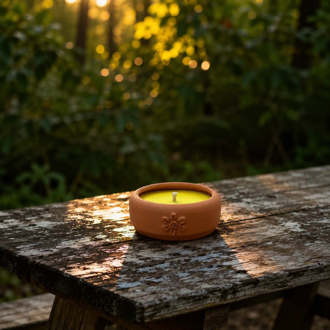 Citronella Kerze in Terrakotta-Schale klassisch