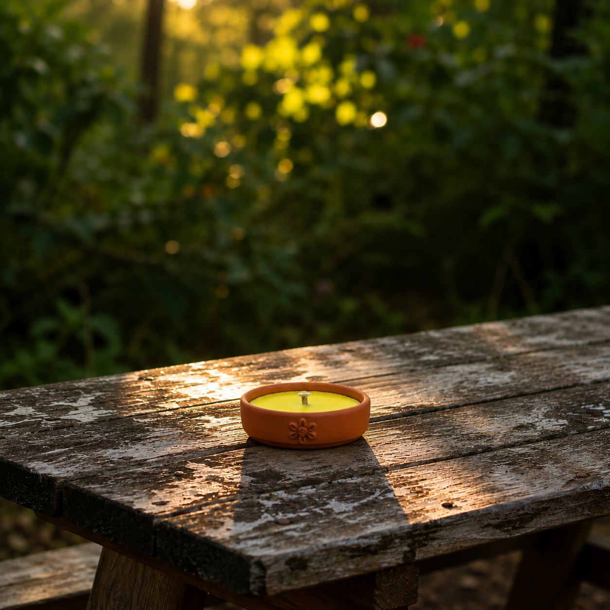 Citronella Kerze in Terrakotta-Schale klassisch