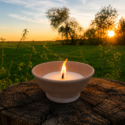 Citronella Kerze in Terracotta-Schale modern