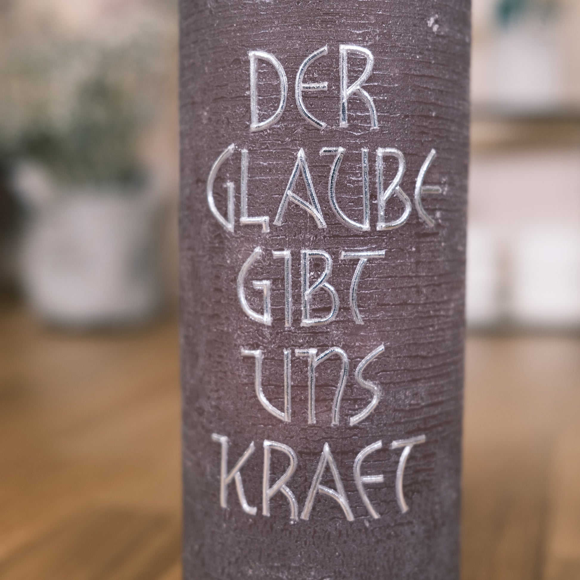 Trauerkerze "Der Glaube gibt uns Kraft" (Rustikal Kerze) - Rosis Kerzen