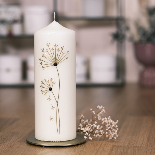 Trauerkerze mit Pusteblume